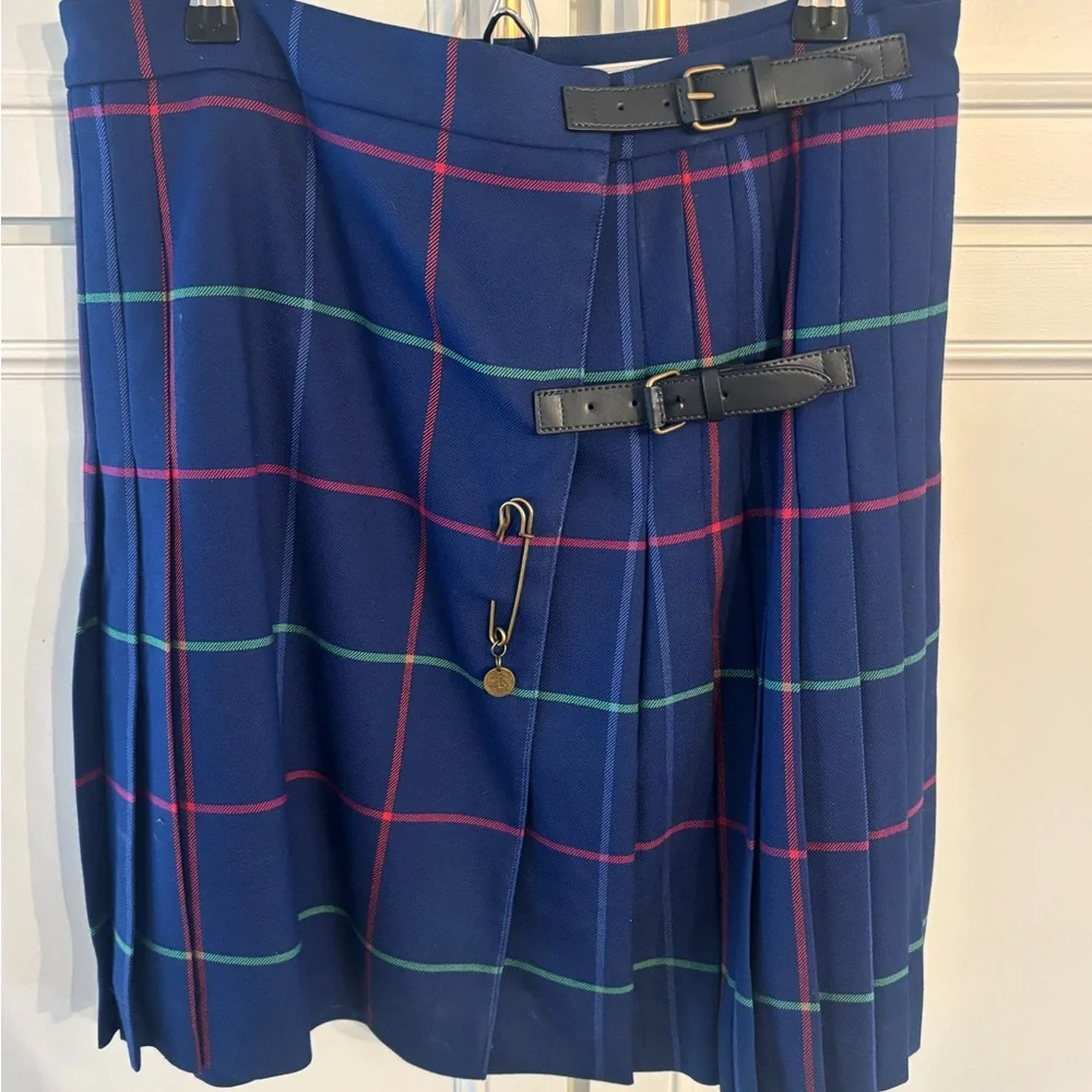 Brooks Brothers Navy Tartan A-Line Skirt - Picture 1 of 6
